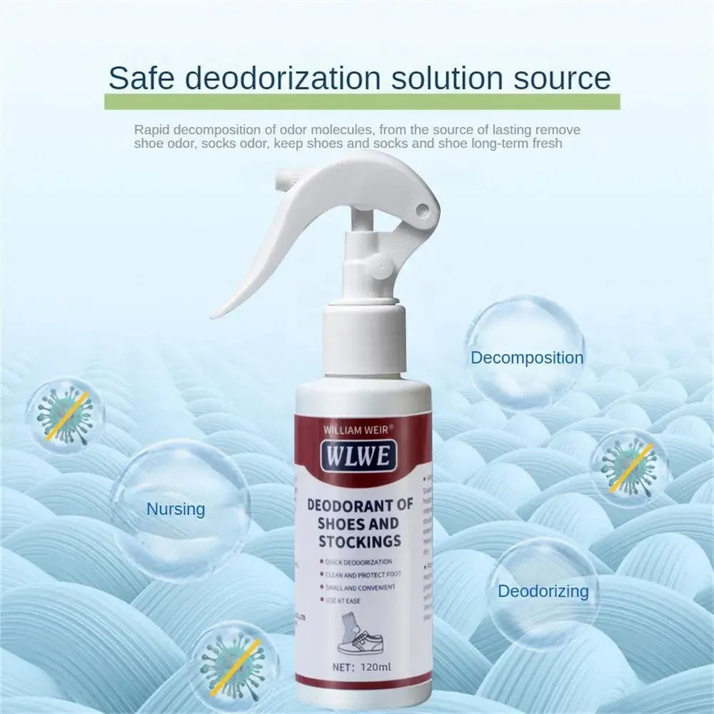120ml Outdoors Shoe Deodorizer Odor Refresher Spray Removes Stubborn Odors Shoe Smell Fighter for Canvas Leather Gym Shoes