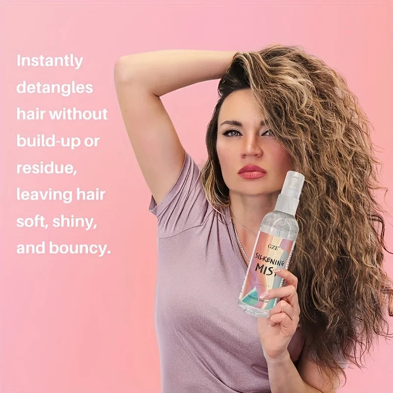 GZE HAIR SILKENING SPRAY Silk Therapy Thermal Shield,tThermal-Pressing Product that Polishes, Silkens, and Smooths Curly Texture