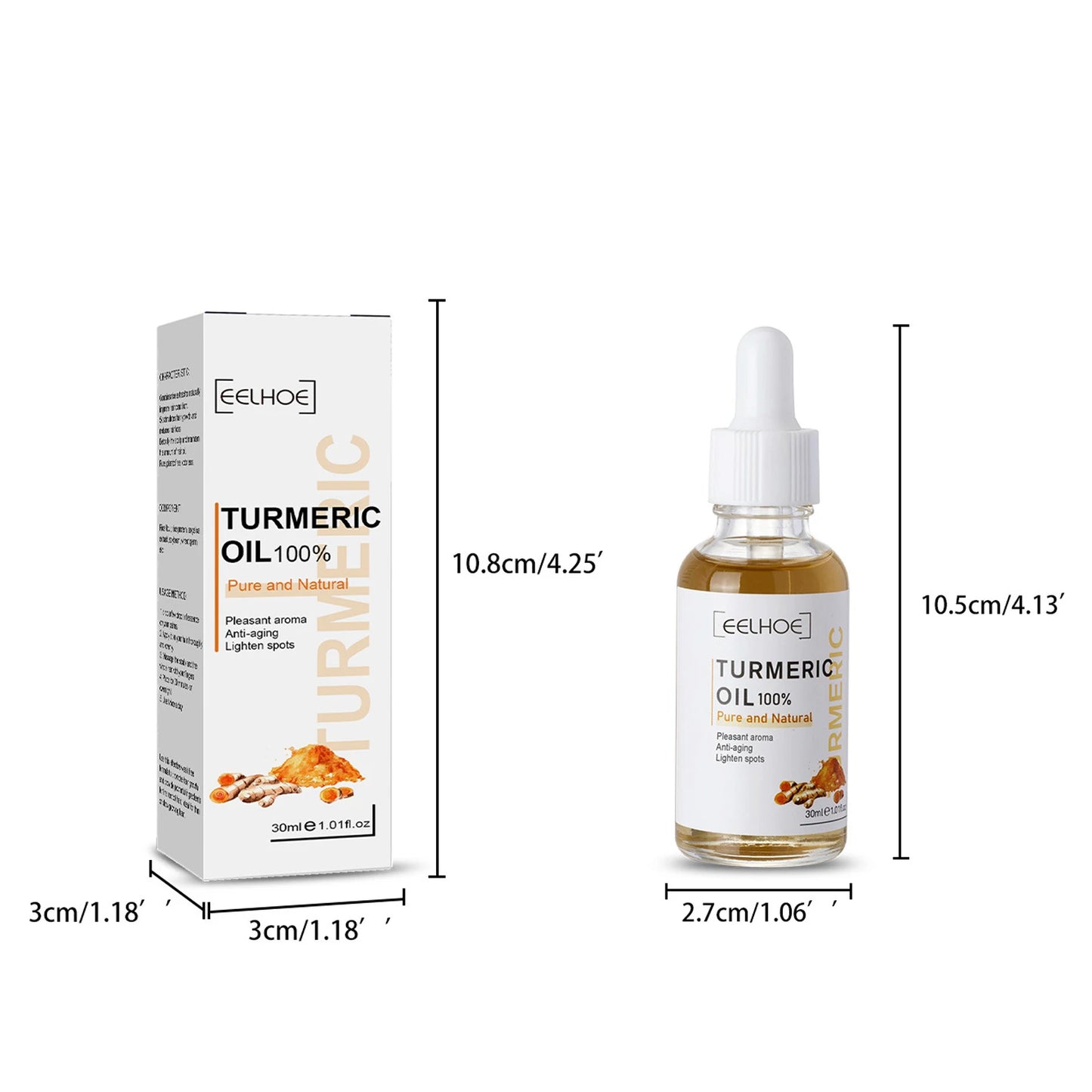 Turmeric Face Serum Shrink Pore Essence Repair Melanin Brighten Moisturizing Nourish Cur-cumin Oil Fade Dark Spot Skin Care
