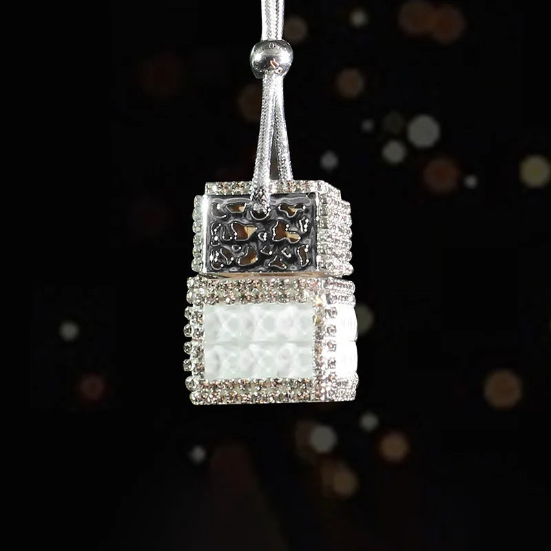 New Car Hanging Air Freshener Empty Glass Bottle Perfume Rearview Mirror Ornament Car Stuff Bling Car Accessories for Woman