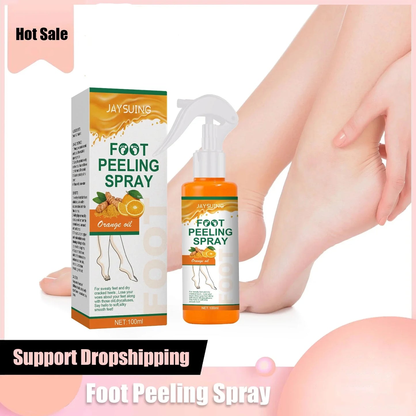 Foot Peeling Spray Heel Elbow Exfoliating Anti-Drying Crack Calluses Dead Skin Remover Nourishing Whi-tening Feet Repair Liquid