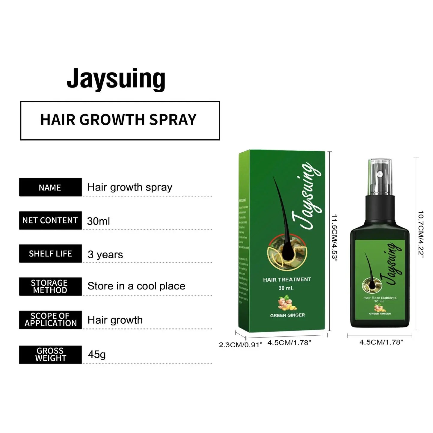 Hair Growth Spray Ginger Massage Scalp Damaged Treatment Solution Nourish Roots Fast Grow Anti Hair Loss Serum Beauty Health