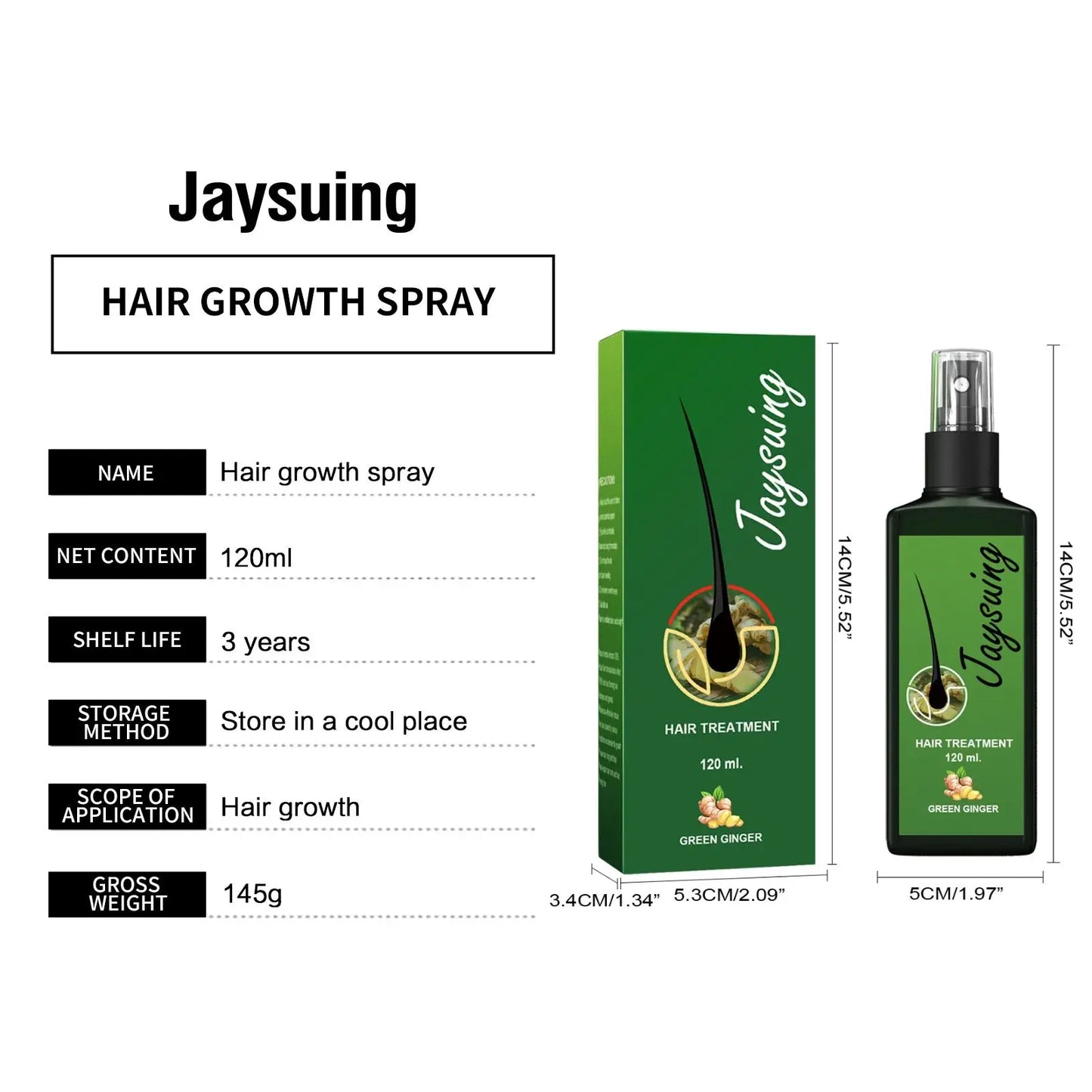 Hair Growth Spray Ginger Massage Scalp Damaged Treatment Solution Nourish Roots Fast Grow Anti Hair Loss Serum Beauty Health