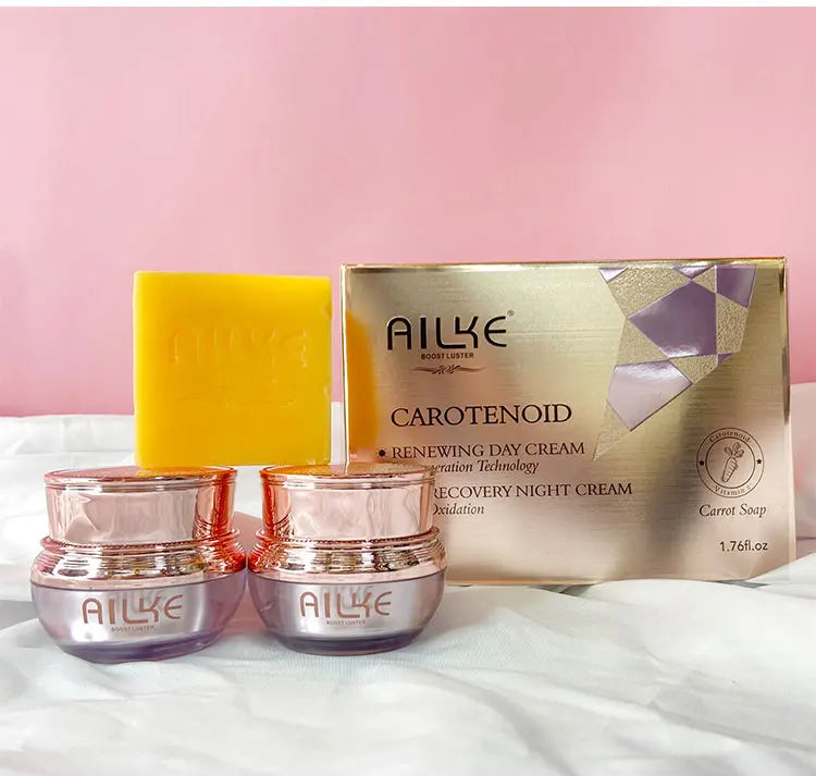 AILKE Carotene 3-In-1 Skin Care Set, Clean Skin With Niacinamide, Antioxidant, Improves Dull Skin For All Skin Types