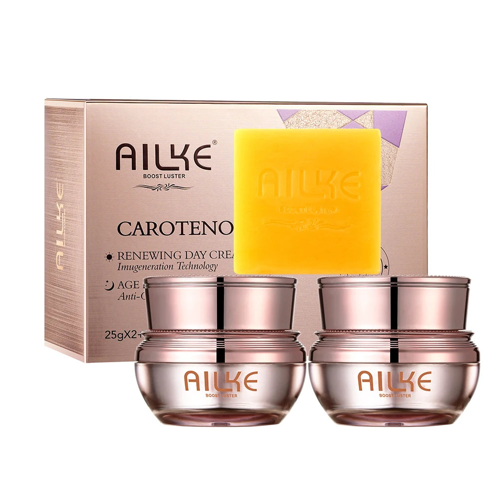 AILKE Carotene 3-In-1 Skin Care Set, Clean Skin With Niacinamide, Antioxidant, Improves Dull Skin For All Skin Types