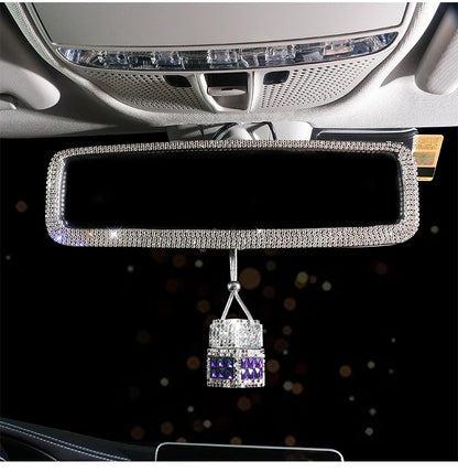 New Car Hanging Air Freshener Empty Glass Bottle Perfume Rearview Mirror Ornament Car Stuff Bling Car Accessories for Woman