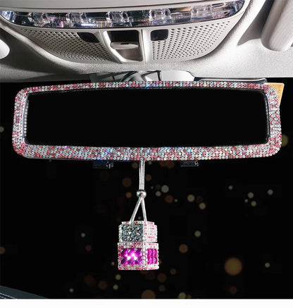 New Car Hanging Air Freshener Empty Glass Bottle Perfume Rearview Mirror Ornament Car Stuff Bling Car Accessories for Woman