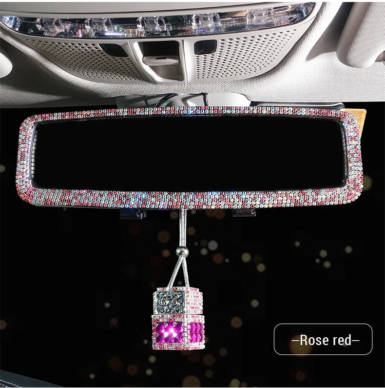 New Car Hanging Air Freshener Empty Glass Bottle Perfume Rearview Mirror Ornament Car Stuff Bling Car Accessories for Woman