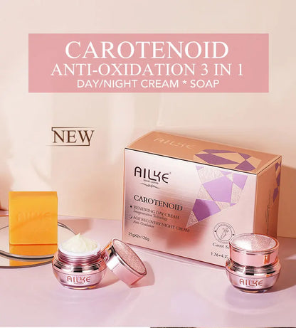 AILKE Carotene 3-In-1 Skin Care Set, Clean Skin With Niacinamide, Antioxidant, Improves Dull Skin For All Skin Types