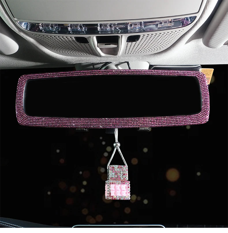 New Car Hanging Air Freshener Empty Glass Bottle Perfume Rearview Mirror Ornament Car Stuff Bling Car Accessories for Woman