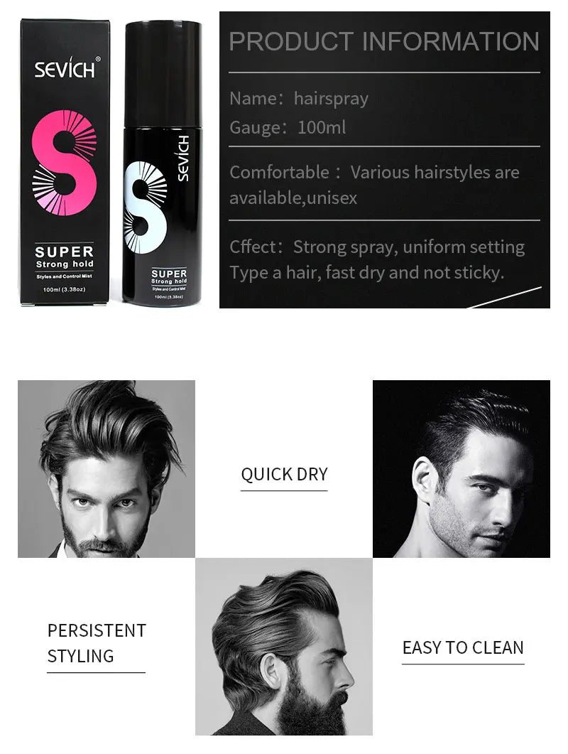 Hair Water Spray for Hair Fiber Hair Thickening Fixing Spray 100 ML sevich Hold Spray for man and women hairstyle
