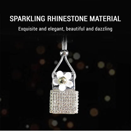 New Car Hanging Air Freshener Empty Glass Bottle Perfume Rearview Mirror Ornament Car Stuff Bling Car Accessories for Woman