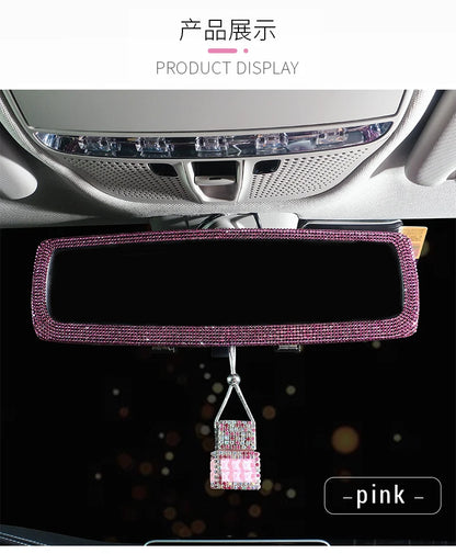 New Car Hanging Air Freshener Empty Glass Bottle Perfume Rearview Mirror Ornament Car Stuff Bling Car Accessories for Woman