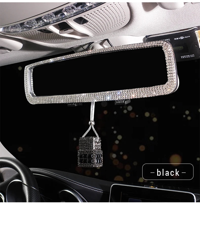 New Car Hanging Air Freshener Empty Glass Bottle Perfume Rearview Mirror Ornament Car Stuff Bling Car Accessories for Woman