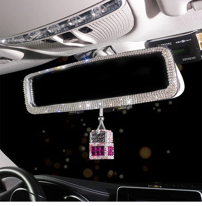 New Car Hanging Air Freshener Empty Glass Bottle Perfume Rearview Mirror Ornament Car Stuff Bling Car Accessories for Woman