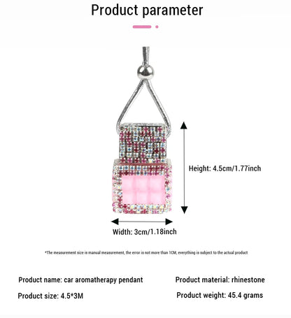 New Car Hanging Air Freshener Empty Glass Bottle Perfume Rearview Mirror Ornament Car Stuff Bling Car Accessories for Woman