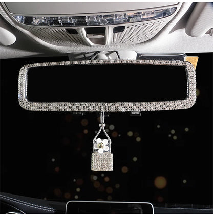 New Car Hanging Air Freshener Empty Glass Bottle Perfume Rearview Mirror Ornament Car Stuff Bling Car Accessories for Woman