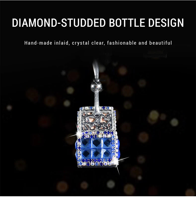 New Car Hanging Air Freshener Empty Glass Bottle Perfume Rearview Mirror Ornament Car Stuff Bling Car Accessories for Woman