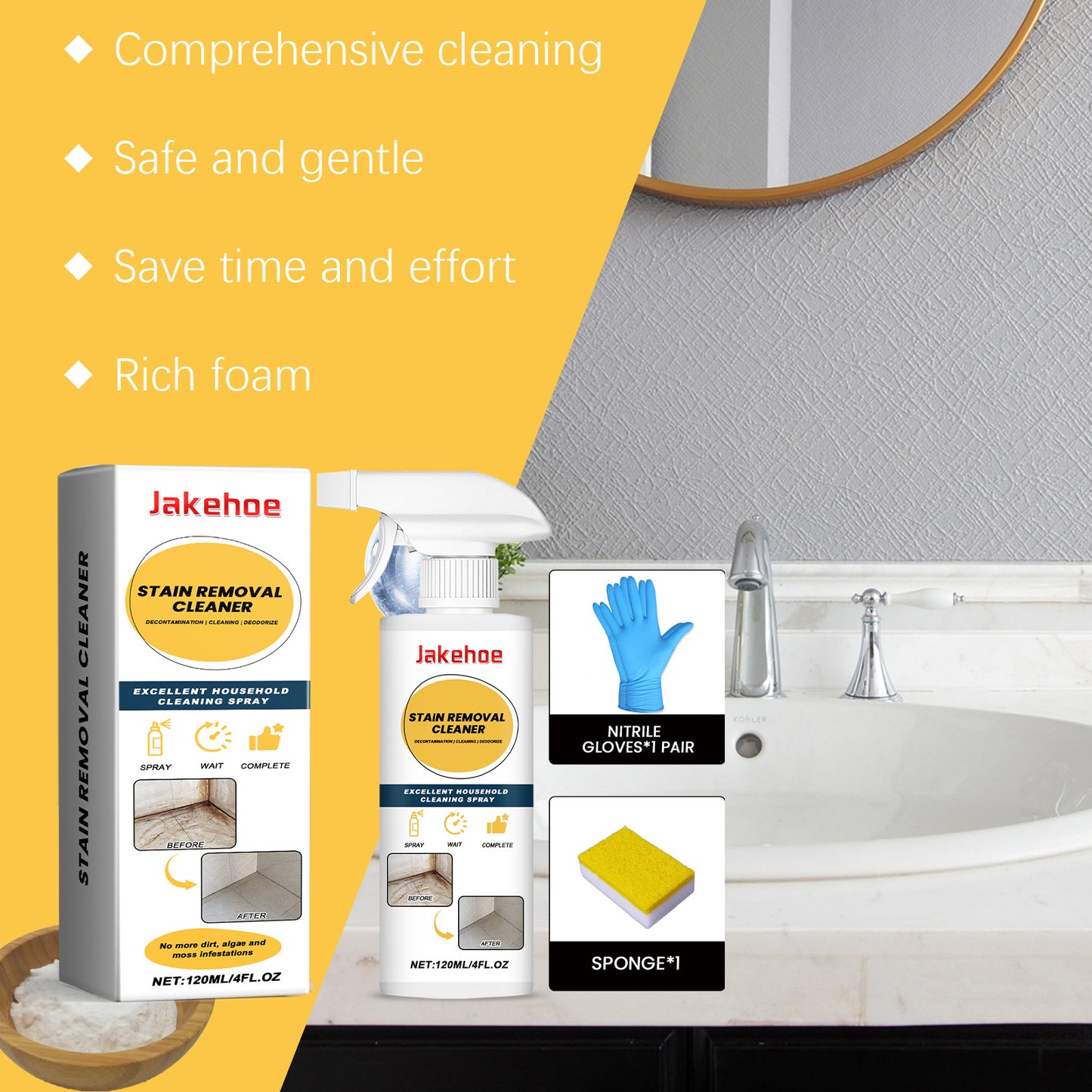 Shower Cleaner Spray Floor Dirt Stain Removal Household Bathroom Tile Cleaner Ceramic Floor Polishing Bathroom Cleaning Liquid