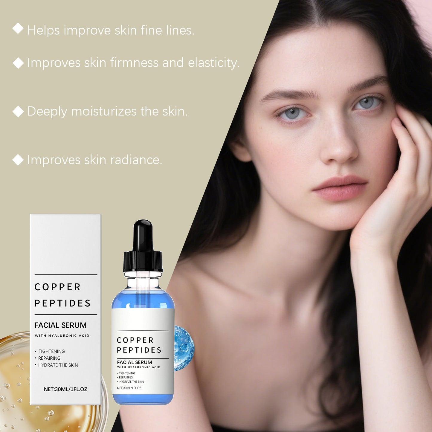 Hyaluronic Acid Serum Hydrating Repairing Stabilizing Brightening Shrink Pores Glowing Firming Lifting Facial Moisturizing Serum
