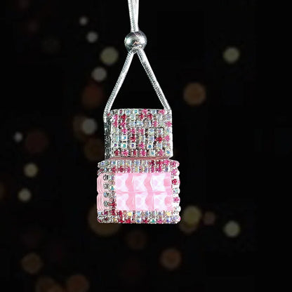 New Car Hanging Air Freshener Empty Glass Bottle Perfume Rearview Mirror Ornament Car Stuff Bling Car Accessories for Woman