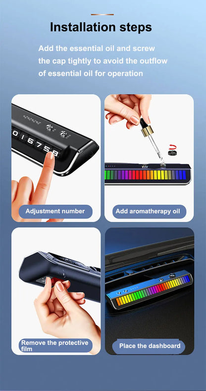 Car Air Freshener Multifunction RGB Music Pick-Up Car Perfume USB Rechargeable Automotive Smell Parking Phone License Plate Cool