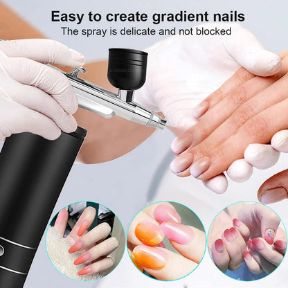 Airbrush Nail High Pressure Nail Art Printing Machine Portable Spray Gun For Nail Art Makeup Painting Cake Nail Spray Airbrush