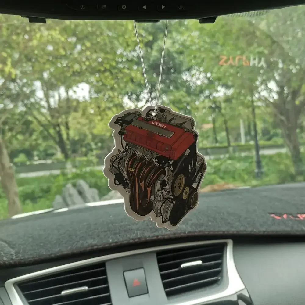 Car Air Freshener Hanging Rearview Mirror Perfume Pendant Solid Paper JDM For Auto Engine Hood Honda VTEC Interior Accessories