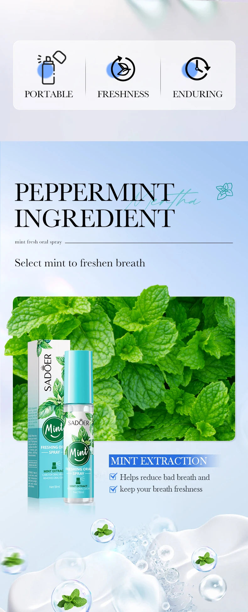 18ML Lemon Oral Fresh Mouth Spray Fresh Breath Eliminate Bad Breath Spray Deodorant Persistent Protable Fragrance No Alcohol