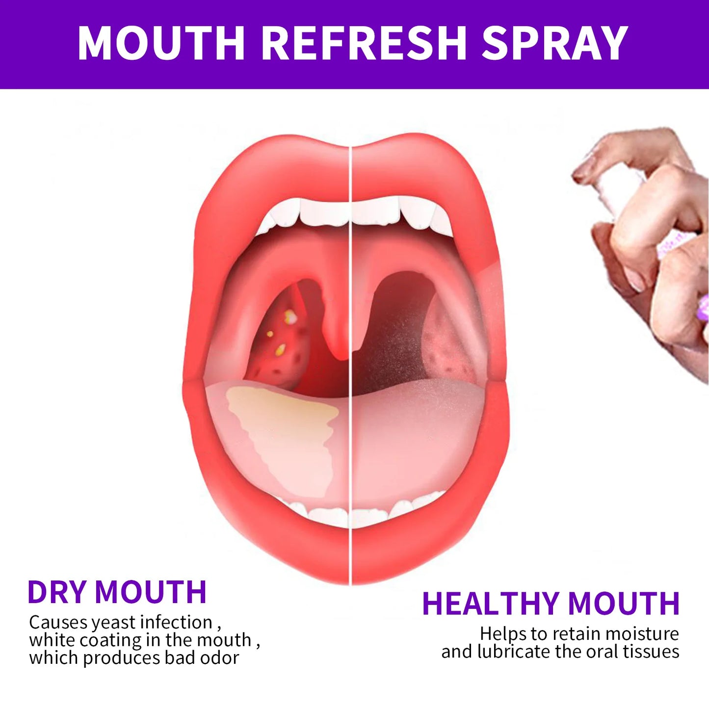 Mouth Freshener Spray Oral Spray Remove Bad Smoke Breath Long Lasting Sweet Fruity Grape Flavor Portable Kissing Cleaning Spray