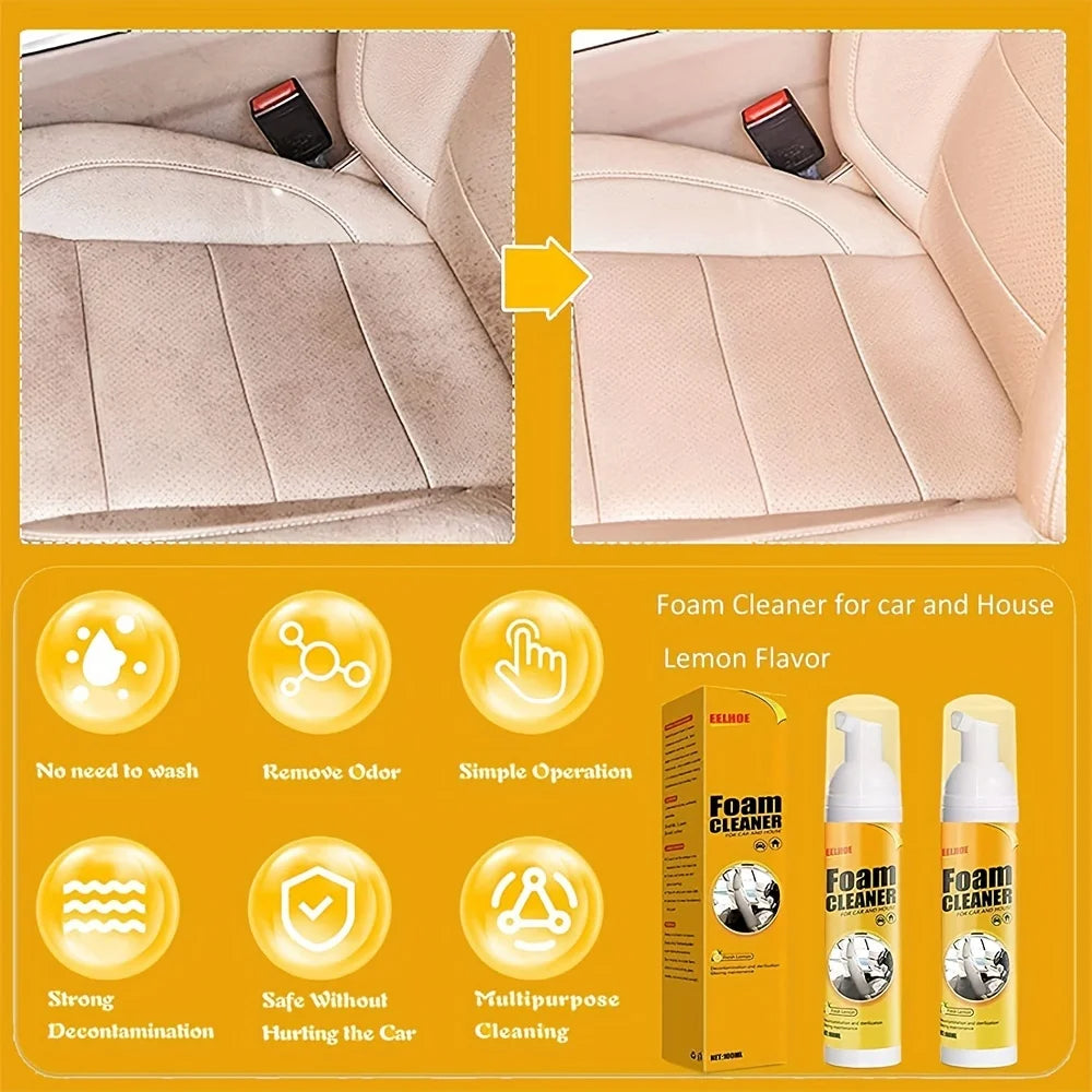 30/60/100ML Spray Foam Cleaner Leather Curing Agent Bubble Cleaning Spray Car Interior Wash Maintenance for Auto Home Use MG