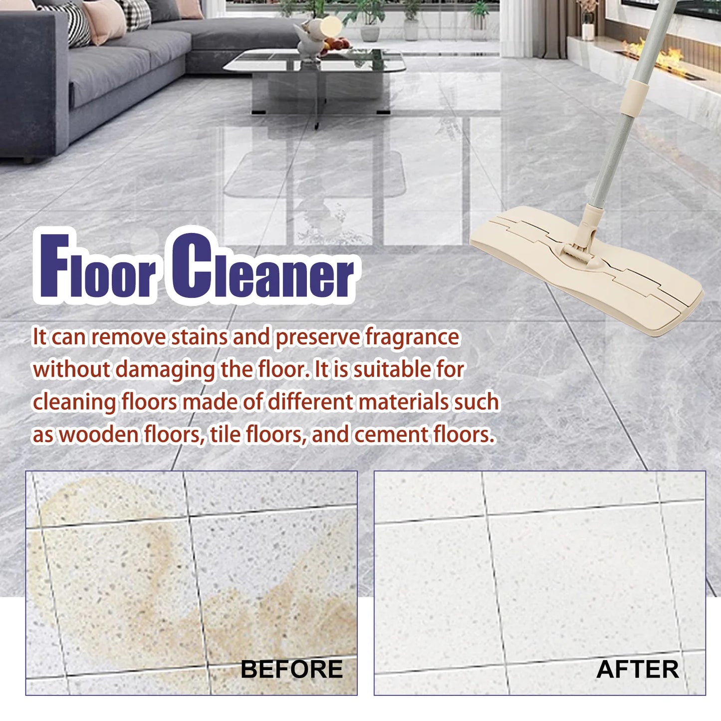 Floor Cleaning Agent Tile Dirt Brighten Cleaning Floor Strong Stain Removal Wooden Floor Scratch Polishing Tile Cleaner Liquid