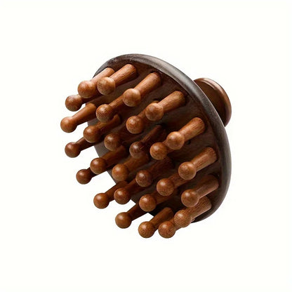 Ergonomic Mahogany Scalp Massager - Handheld Full Body Relaxation Tool with Unique Rounded Design for Relax