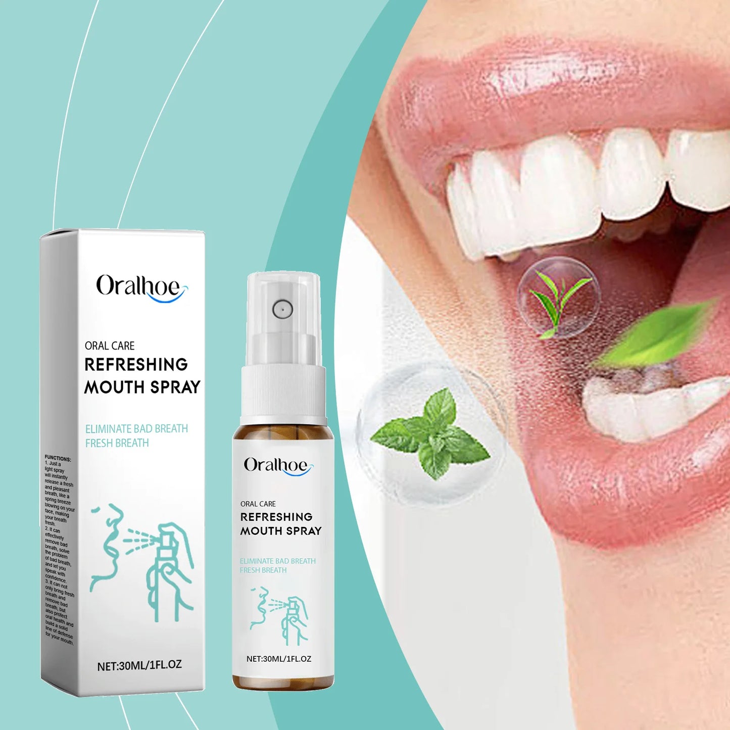 Breath Freshener Spray Remove Bad Breath Long Lasting Fresh Portable Mouthwash Oral Health Care Mint Flavor Mouth Cleaning Spray