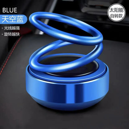 Car Air Freshener Solar Powered Double Ring Rotating Air Cleaner Automobile Interior Perfume Fragrance Diffuser Aromatherapy