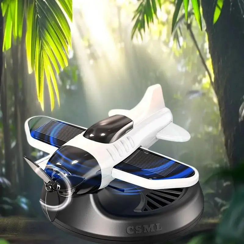 Air Freshening Diffuser with Rotating Aircraft Shape Design; Eco-friendly Solar Powered Operated for Vehicles