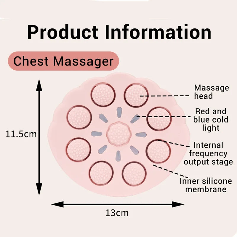 Breast Massager with Heat and Red Blue Light Therapy - 6 Modes 6 Intensity Electric Massage for Firming, Lifting and Skin Care,