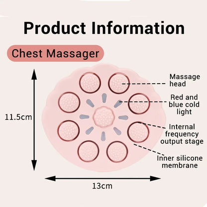 Breast Massager with Heat and Red Blue Light Therapy - 6 Modes 6 Intensity Electric Massage for Firming, Lifting and Skin Care,