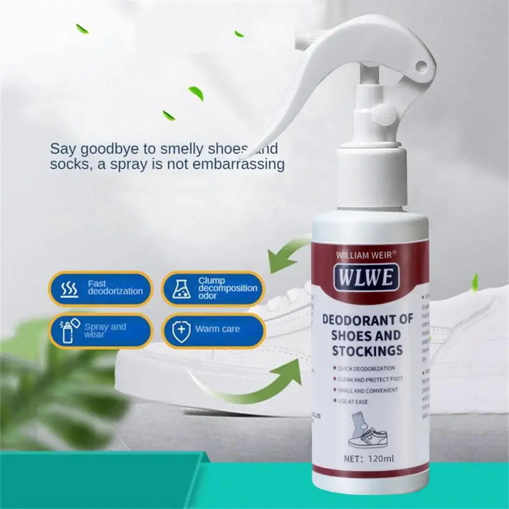 120ml Outdoors Shoe Deodorizer Odor Refresher Spray Removes Stubborn Odors Shoe Smell Fighter for Canvas Leather Gym Shoes