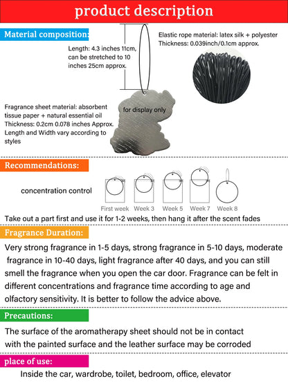 Hanging Bat “Sustainable Fresh” Long-Lasting Car Air Freshener - Aromatherapy Scented Paper Pendant for Rearview Mirror and Ventilation, Car Deodorization, Long-Lasting Fragrance, Stress Relief Accessories, Gifts for Clas