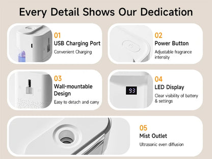 230ml Smart Aroma Diffuser, Auto Air Freshener with Refills, Premium Essential Oil Mist Sprayer, Long-Lasting Fragrance