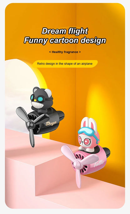 New Car Air Freshener Cute Cartoon Pilot Car Interior Perfume Diffuser Outlet Rotating Propeller Outlet Fragrance Car Perfume