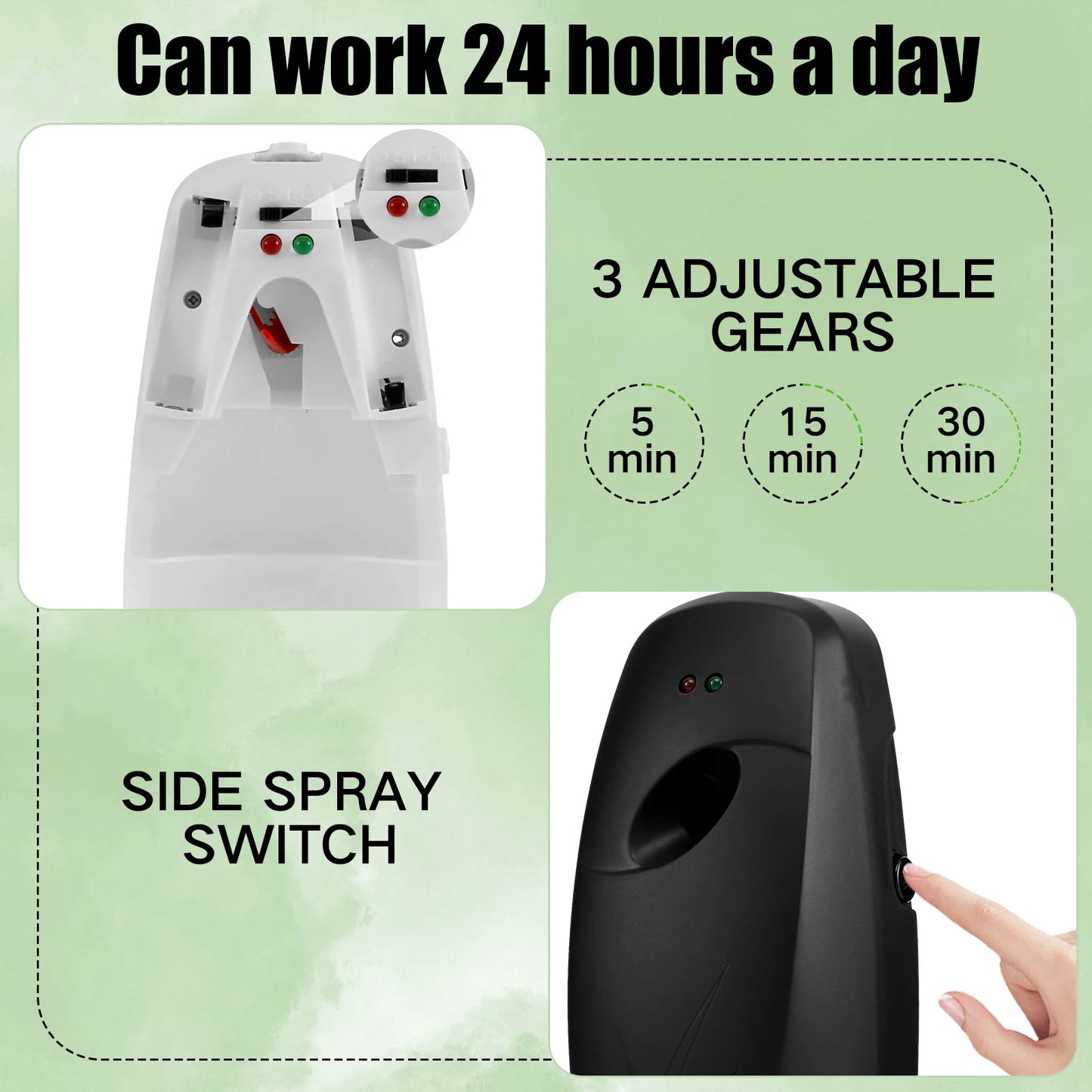 2Pcs Air Fresher Dispenser Wall-Mounted 300ML Liquid Automatic Perfume Spray WIth 3 Adjustable Mode for Home Fragrance Dispenser