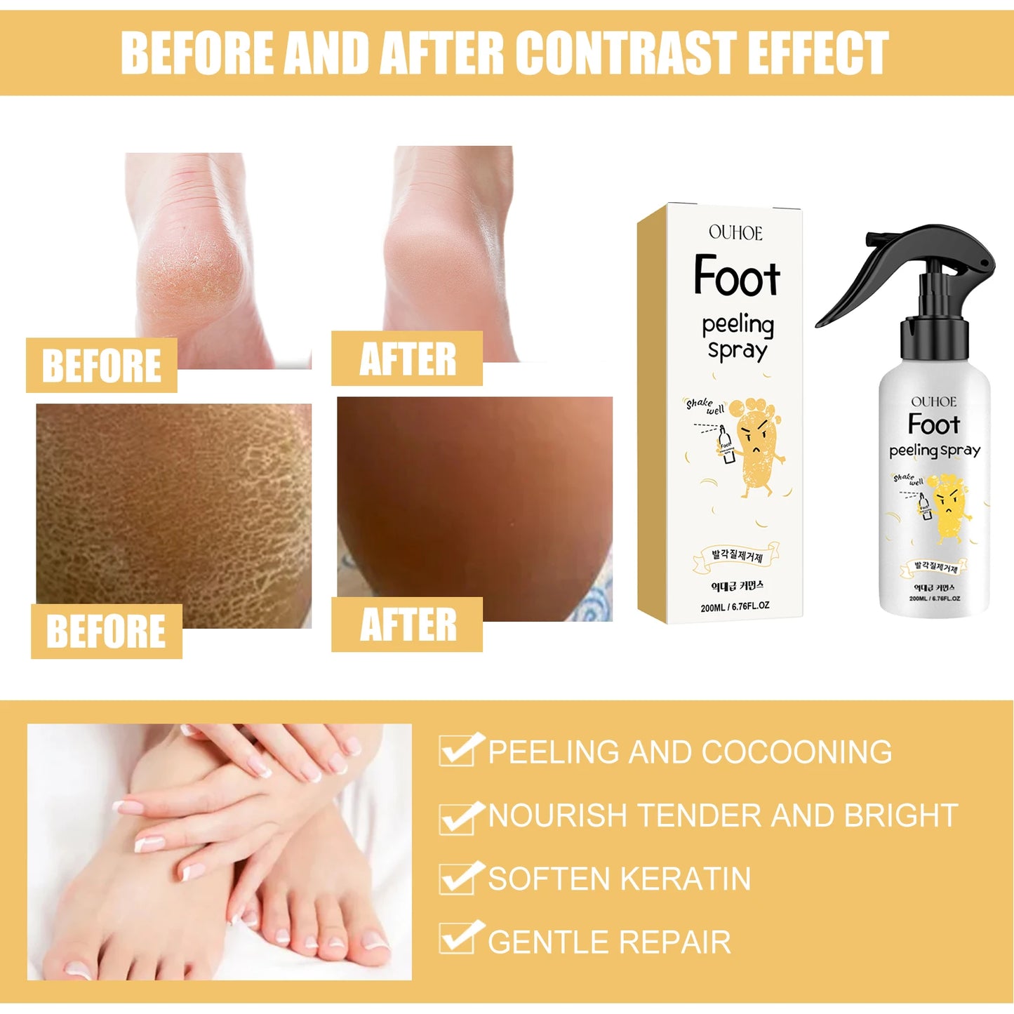Foot Callus Remover Spray Quickly Soften Calluses Exfoliation Dry Feet Skin Hydrating clean Dead repair Skin cuticles Foot Care