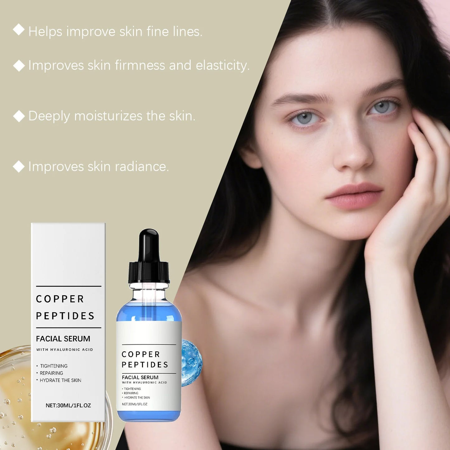 Hyaluronic Acid Serum Hydrating Repairing Stabilizing Brightening Shrink Pores Glowing Firming Lifting Facial Moisturizing Serum