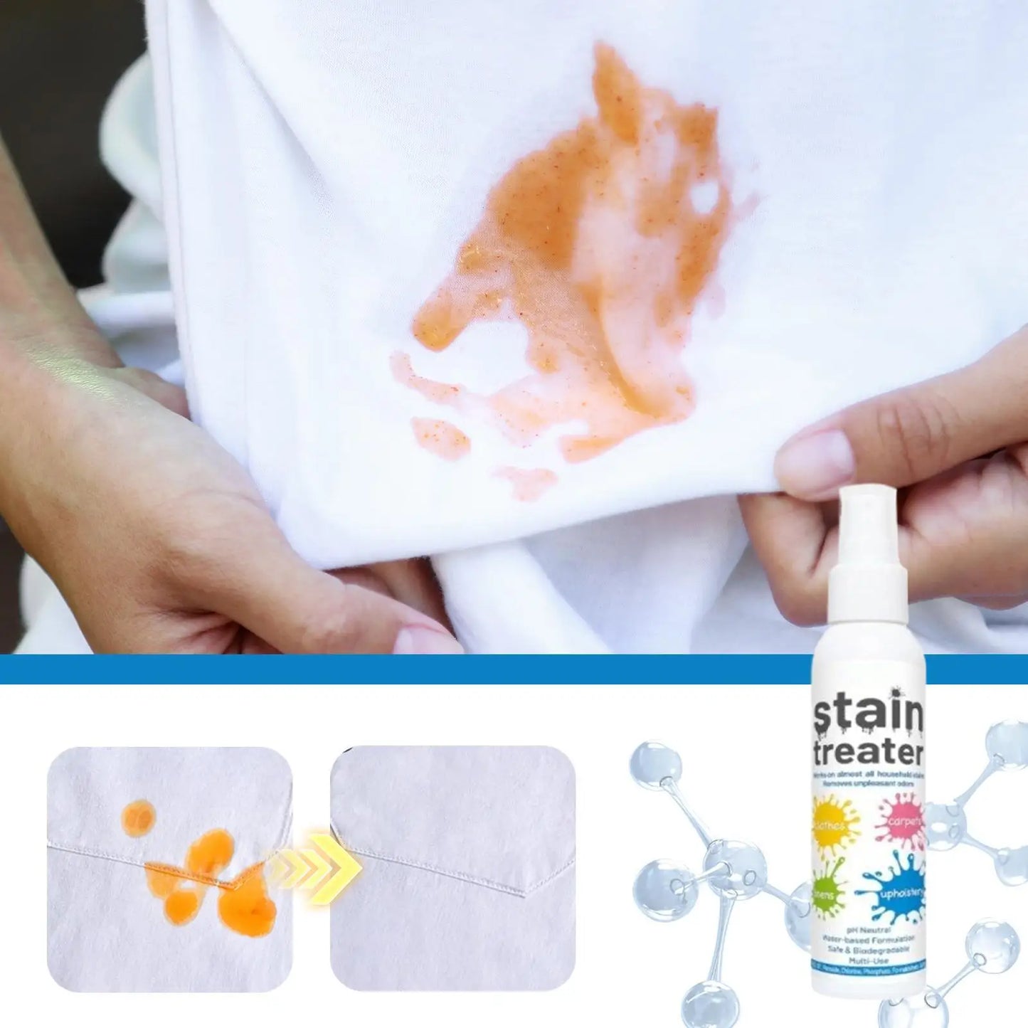 Clothes Stain Remover Spray Stain Remover Spray Laundry Cleaner 120ml Fabric Stubborn Grease Oil Cleaner for Travel Home Dorm