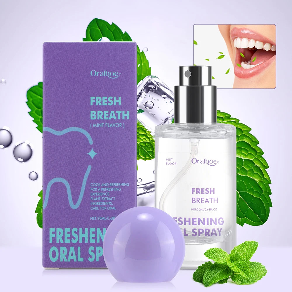 Mint Fresh Oral Spray Mouth Freshener 20ml Mild Long-Lasting Mist No Alcohol Travel-Sized Oral Care Breath Freshener for Adults