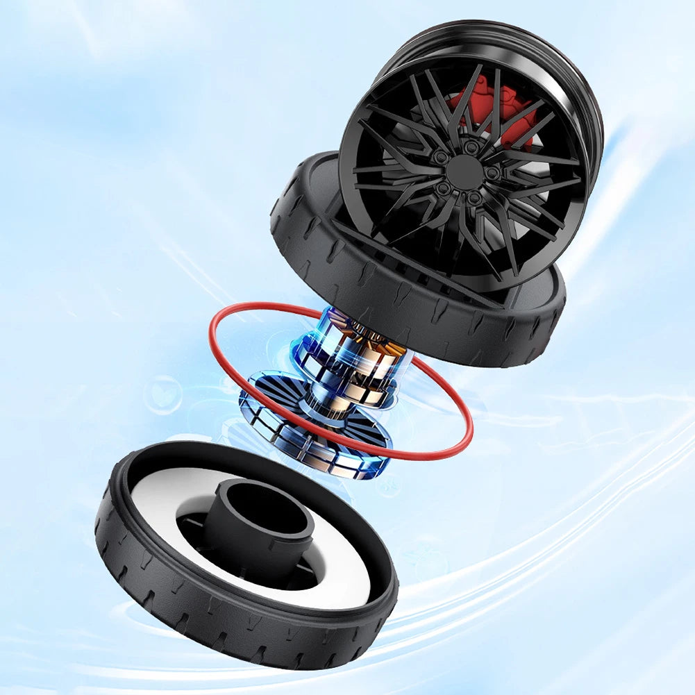 Car Air Fresheners Air Diffuser Solar Powered Rotating Car Purifier Humidifier Simulated Wheels Shape Essential Oil Diffuser