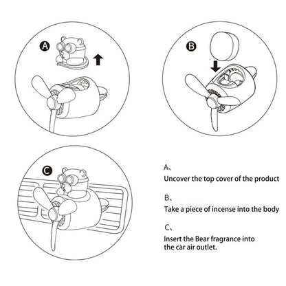 1Pc Car Air Freshener Aromatherapy Rotating Propeller Air Outlet Fragrance Flavor Bear Car Accessories