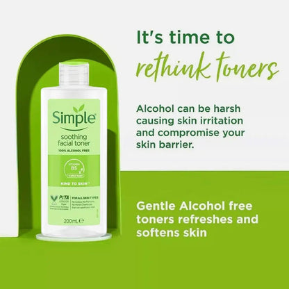 Simple Soothing Toner Long Lasting Moisturizing Gently Calms Soothes Balances Skin PH Softens Stratum Corneum